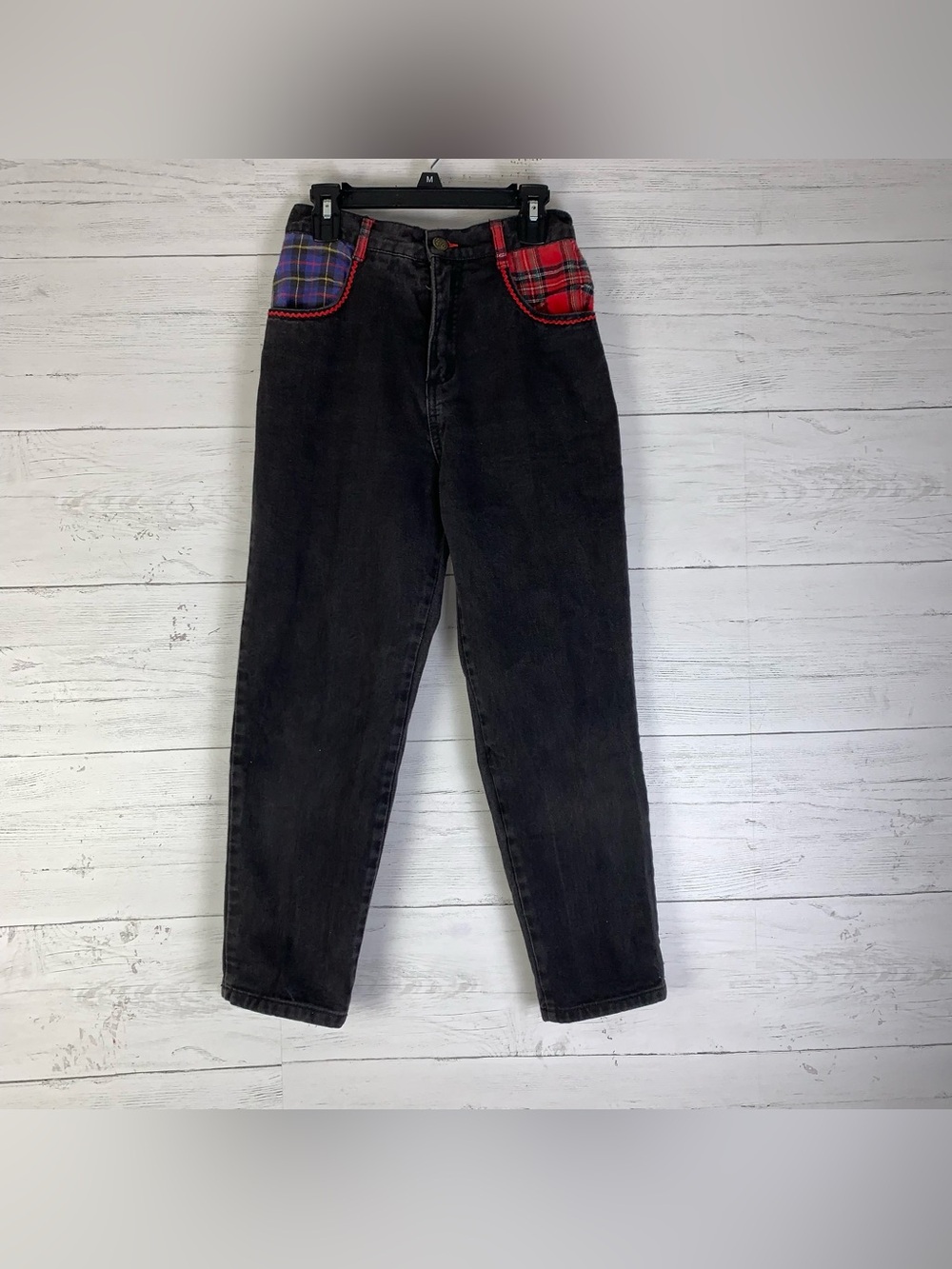 Vtg. California Concepts mom jeans with plaid inserts girls size 12 high waisted